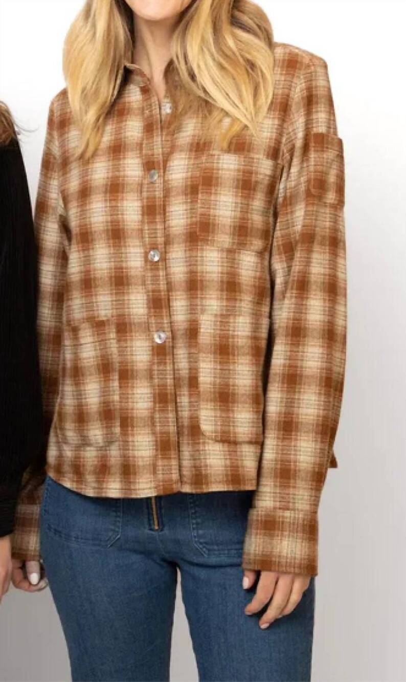 NEW CAMEO plaid long sleeve shacket in mustard